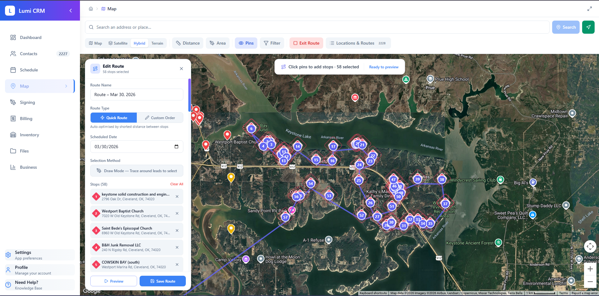 Lumi-CRM — Route Creation
