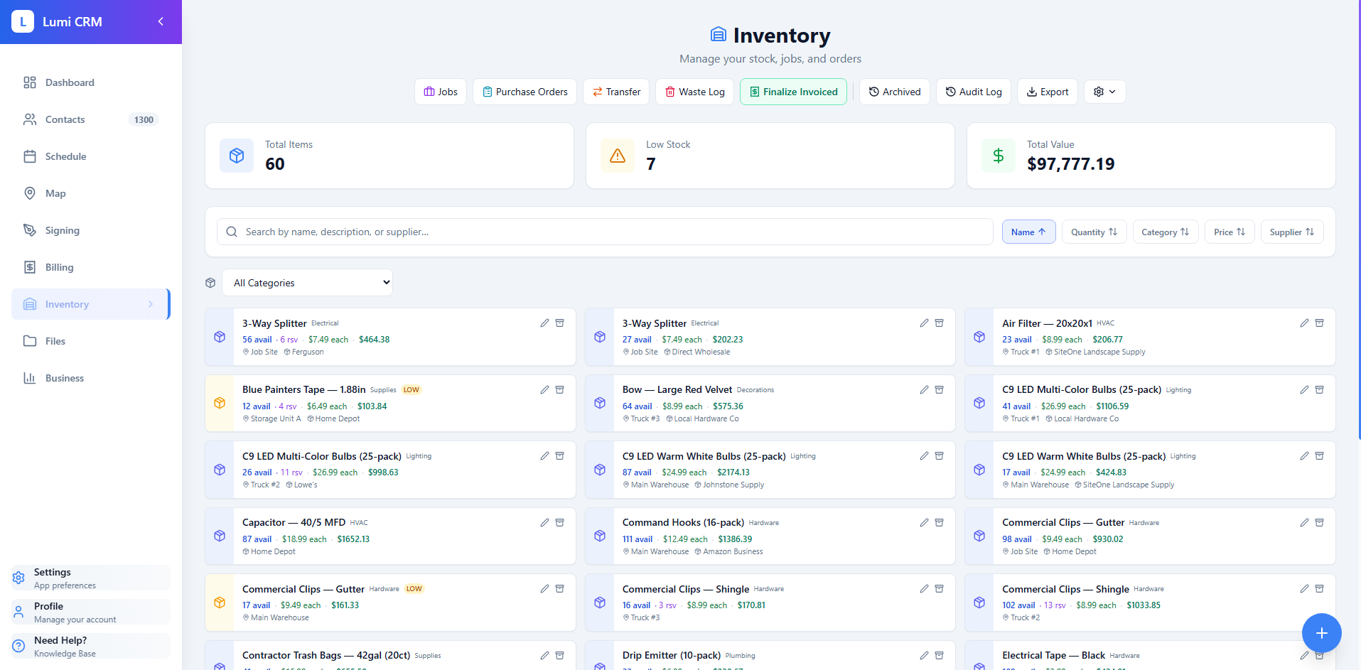 Lumi-CRM Inventory