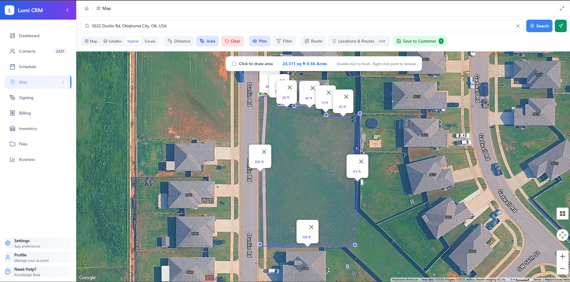 Lumi-CRM Measure Area